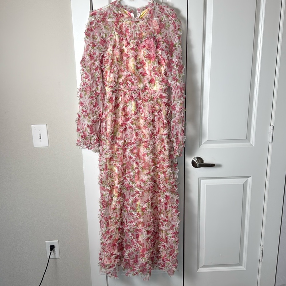 NEW CATCHALL Pullan Pink Floral Mesh Maxi Dress - Picture 5 of 7
